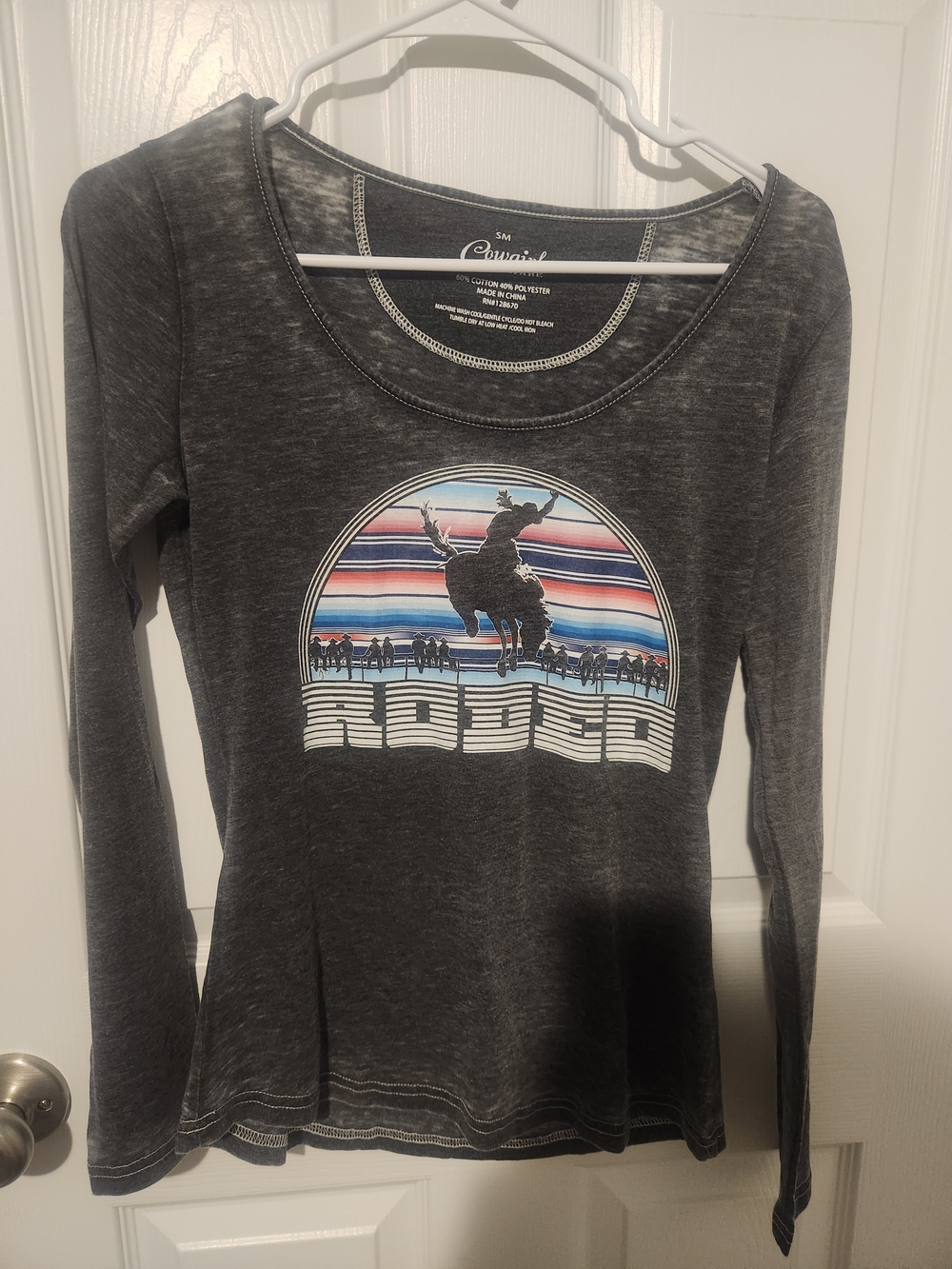 Ariat Charcoal Long-Sleeve Rodeo Graphic Scoop Neck Sweater